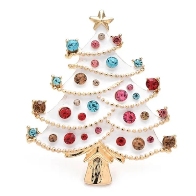 Broche moda brilhante colorido strass árvore de Natal presente de feriado novo - Imagem 1 de 4