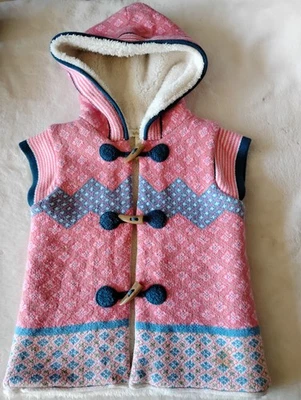 Size 6, Girls Matilda Jane Make Believe Warm Hugs Hooded Vest Sherpa Lined - Image 1 of 4