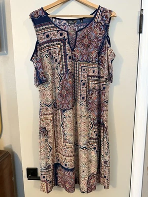 Vestido Mlle Gabrielle Mujeres Hombro Frío Verano Vacaciones Boho Playa Talla 2X Foto 1 de 4