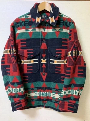 RRL Double RL Native Pattern Hunting Jacket S Red Black Green Off White Japan - Image 1 of 4