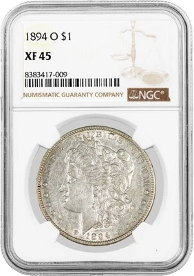 1894 O $1 Morgan Silver Dollar NGC XF45 Extremely Fine Circulated Key Date Coin - Image 1 of 4