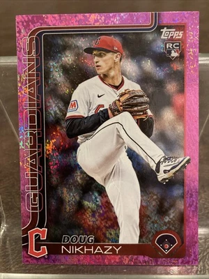 2025 Topps Update Doug Nikhazy Rookie RC Pink Holo Foil #US44 Guardians - Image 1 of 2