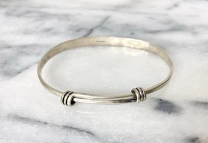 Ed Levin Sterling Silver 925 Hammered Adjustable Slide Bangle Bracelet Women’s - Picture 1 of 14