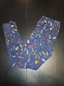 Lularoe TC Tall & Curvy Leggings Navy Blue Feathers Black Red Soft Pants New 🦄 - Picture 1 of 2
