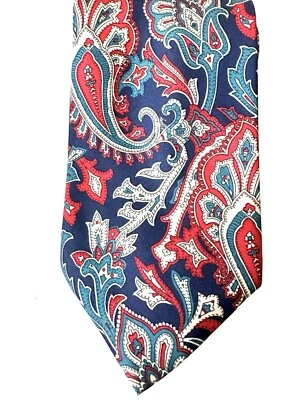 Hardy Amies  Multicolor Men's Neck Tie burgundy red blue Paisley - Image 1 of 4