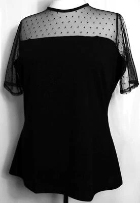 NEW PINK CLOVE 🌺 BLACK STRETCH POLKA DOT NET TOP 🌺 SIZES 16  OR 24 # TUB* - Image 1 of 4