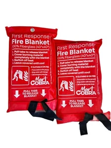 First Response Fire Blanket. Fire Protection. 100% Fiberglass. 40"x40" 2pk. - Picture 1 of 3