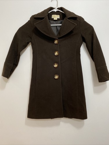 Cappotto da passeggio Michael Kors donna più monopetto lana marrone GRANDI BOTTONI