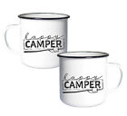 Emaillebecher.-Tasse Happy Camper Camping Wohnwagen Vintage Zelten Outdoor Top