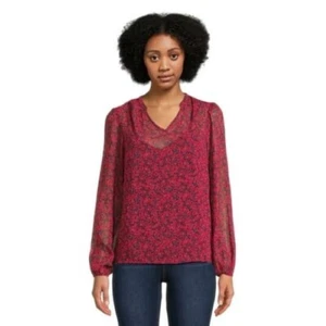 Time and Tru Womens Soft Blouse with Floral Prints Size Small - Picture 1 of 1