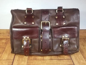 Wilson's Brown & Wine Front Pocket with Buckle Straps Zip Top Leather Satchel - Picture 1 of 5