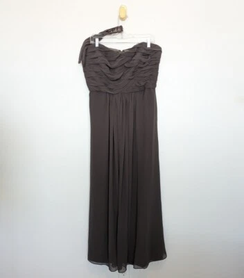Vestido Monique Lhullier Mujer Talla 10 Gris Pizarra Halter Sin Tirantes Acanalado Maxi Foto 1 de 4