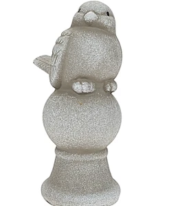 Garden Ornament Bird on Ball 23cm Stone Look Outdoor Present Grandad Mum Dad Nan - Picture 1 of 2