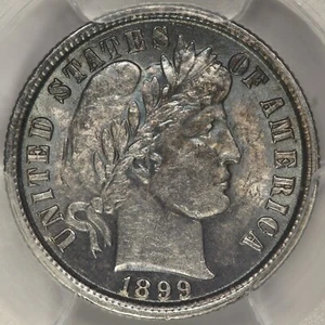 1899 10C Barber Dime - PCGS MS62 - Foto 1 di 4
