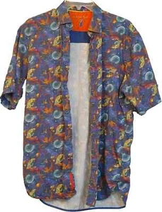 Luchiano Visconti Black Short Sleeve Button Up Shirt. Men's Medium, Multicolor - Picture 1 of 6