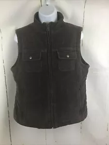 L.L. Bean Women's Petites Brown Zip-up Blanket Fleece Lining Vest Sz. M - Picture 1 of 20