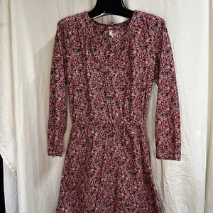 Vestido Lands End Niñas Rojo Manga Larga Pana Floral Elástico Cintura Ajustada Talla 14 - Imagen 1 de 9