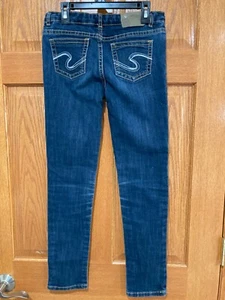 SILVER SASHA Girl's 14 Skinny Jeans Medium Wash Adjustable Waist Blue Denim - Picture 1 of 9