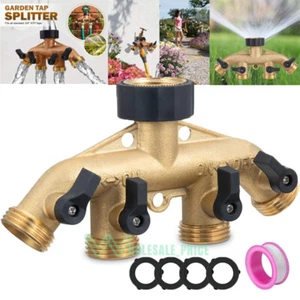 Heavy Duty 4-way 3/4'' Garden Hose Splitter Shut off valves Water Pipe Connector - Picture 1 of 30