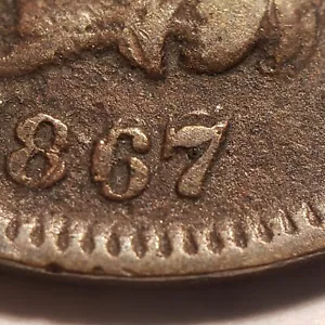 1867/67 1c Indian Head Small Cent - RPD Snow 1 - Strong VF Dets - B2764 - Picture 1 of 5