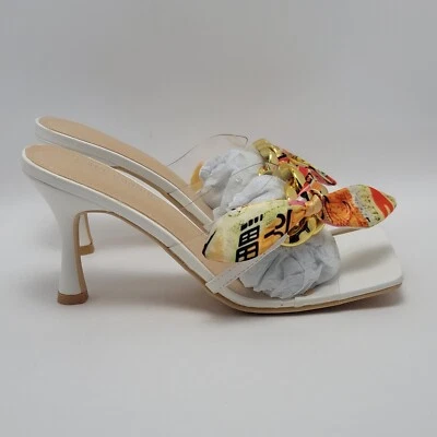 Cape Robbin Concur Heel Transparent PVC Scarf Accent Square Toe Slide White Sz 8 - Image 1 of 4