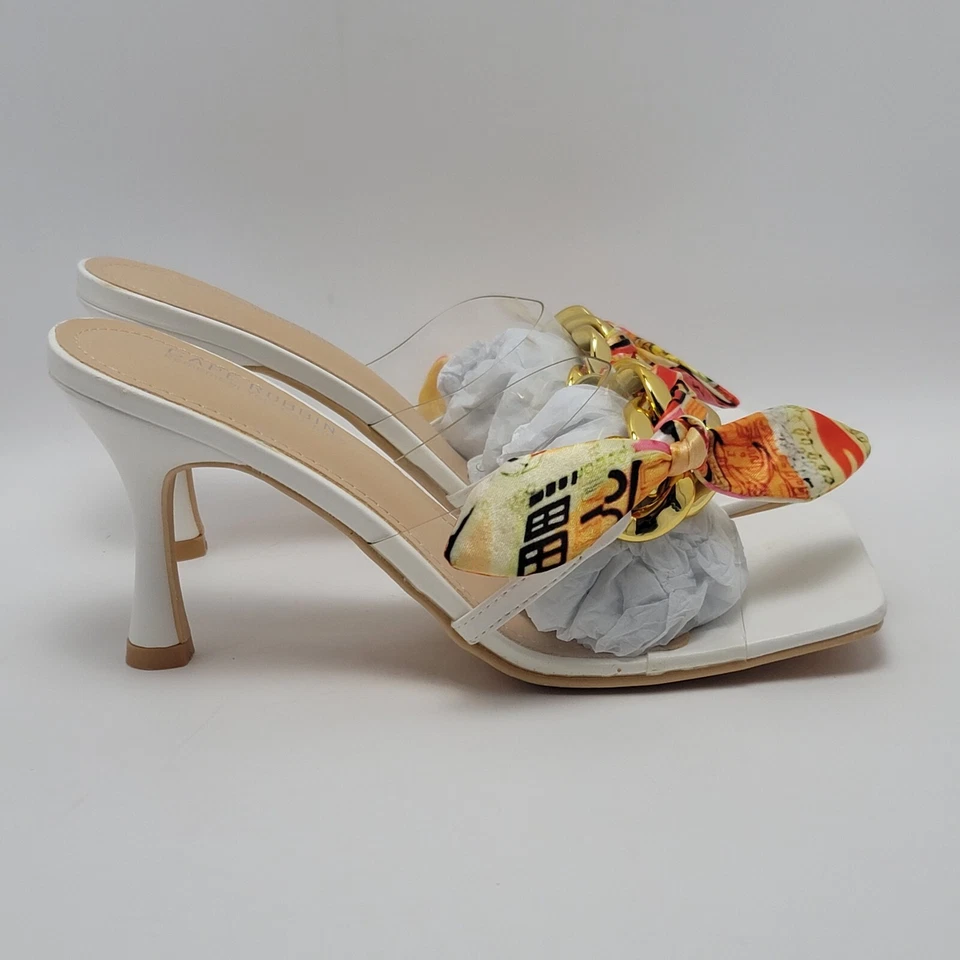 Cape Robbin Concur Tacón Transparente PVC Bufanda Acento Puntera Cuadrada Deslizable Blanco Talla 8 Foto 1 de 4