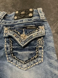 Miss Me Girls Sz 16 Girls Cropped Capri Denim Jeans Jk8325P Blue - Picture 1 of 13