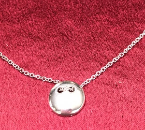 Necklace 16” with Silver Round Small Pendant Silver Tone Chain with 2” Extension - Picture 1 of 3