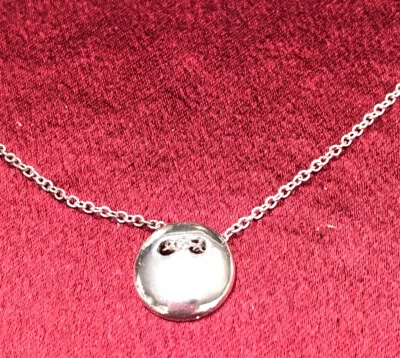 "Collar 16"" con colgante redondo de plata cadena tono plata con extensión de 2""" Foto 1 de 3