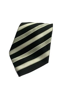 Corbata de seda pura a rayas negras plateadas Lucio Lamberli para hombre - Imagen 1 de 5