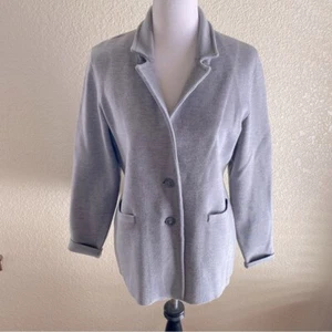 1901 Merinowolle Blazer grau eng Strick Kragen lange Linie: Medium - Bild 1 von 10