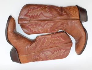 Cowtown Brown Leather Cowboy Boots Mens 7 EE Made In The USA - Picture 1 of 8