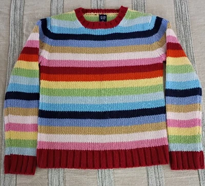 GAP Kids Crewneck Multicolor Striped Sweater Acrylic/Wool Blend Size LARGE/10 - Image 1 of 4