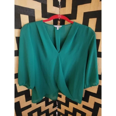 Blusa Copper Key Verde Cuello en V Manga 3/4 Fluido Top Carrera Informal Talla M Foto 1 de 3