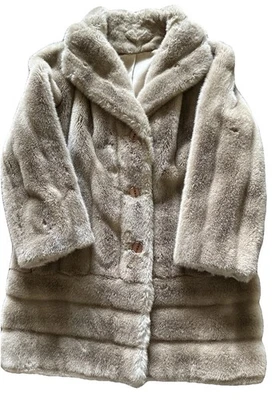 Abrigo de piel sintética vintage Tissavel Francia 100 % acrílico abotonado con bolsillos Foto 1 de 4