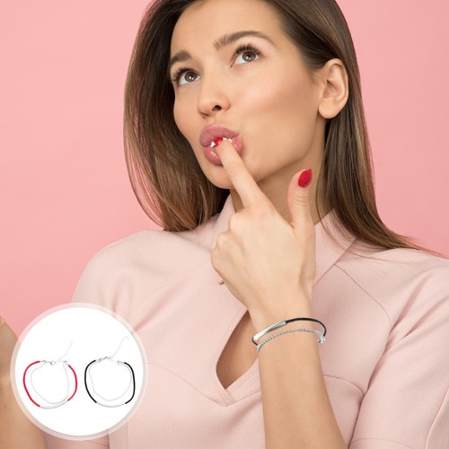 VALENTINO 2 Pezzi Corda Bicolore Acciaio Titanio Bracciale Donna Accessorio Gioielli