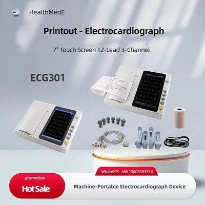 Dispositivo electrocardiógrafo portátil de máquina ECG de 3 canales con pantalla táctil de 7" de 12 cables Foto 1 de 4