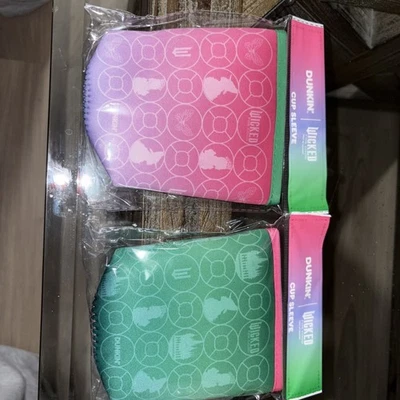 New Dunkin Wicked Cup Sleeves Set Pink & Green-Limited Edition -  - Image 1 of 4