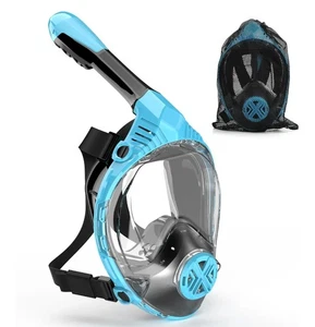 Full Face Snorkel Mask Adult Kids 180° Panoramic View Anti-Fog Anti-Leak - Blue - Picture 1 of 6