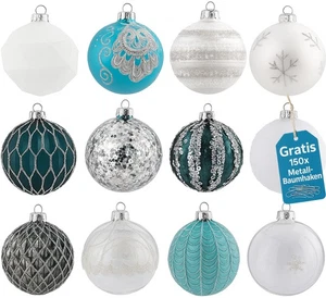 Weihnachtskugeln Türkis 12er Set Glas Christbaumkugeln Christbaumschmuck Kugeln - Bild 1 von 10