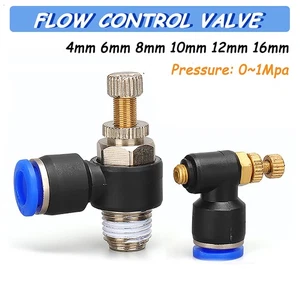 Nylon Pneumatic L SHAPE FLOW CONTROL VALVE push-fit hose tube airline connector - Picture 1 of 5