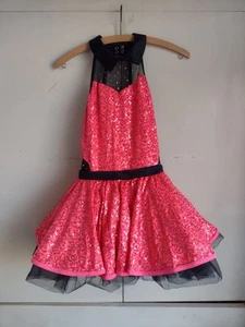 Dance Costume Large Child Weissman 9719 Jazz Sequin Skirt Sparkly Collar LC Pink - Picture 1 of 8