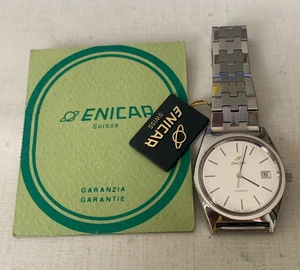 Enicar quartz anni 70/80 cassa bracciale acciaio 37mm tag garanzia NOS - Bild 1 von 9