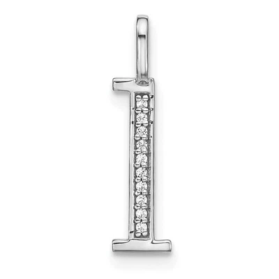 14K White Gold Real Diamond Lower Case Letter L Initial Pendant - Image 1 of 4