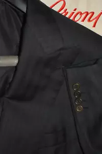 6k+ Brioni Super 150's Wool Black Shadow Stripe Suit Jacket Handmade Italy 46R - Bild 1 von 24