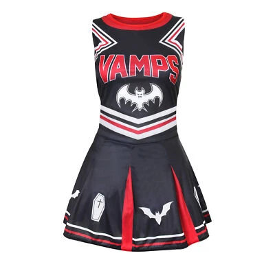 ILOVEFANCYDRESS DAMEN VAMPIRE CHEERLEADER KLEID ERWACHSENE HALLOWEEN KOSTÜM FANCY KLEID GRUSELIG