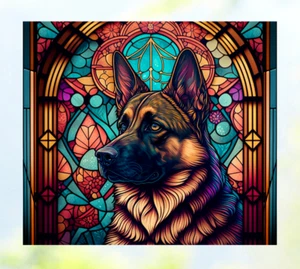 German Shepherd Dog Faux Stained-Glass WINDOW CLING Size 9.1" Vinyl - Bild 1 von 1