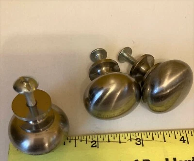 Silver Brushed Nickle Set of 3 Salvage Desk Cabinet Drawer Pulls/Handle 1-1/2" W - Image 1 of 4
