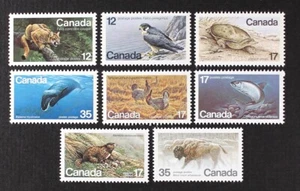 CANADA 1977-1981 Wild Animals, Whale, Falcon, Bison etc set of 8 stamps Mint NH - Picture 1 of 1