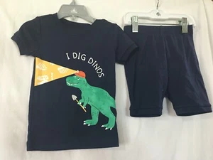 New Old Navy Toddler Boy Dinosaur Snug Fit Short Pajama Set Navy 2T - Picture 1 of 4